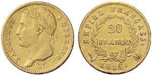 20 Franc Primer Imperio francés (1804-1814) Oro Napoleón Bonaparte(1769 - 1821)