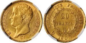 20 Franc Primer Imperio francés (1804-1814) Oro Napoleón Bonaparte(1769 - 1821)