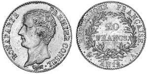 20 Franc Primer Imperio francés (1804-1814) Oro Napoleón Bonaparte(1769 - 1821)