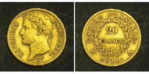 20 Franc Primer Imperio francés (1804-1814) Oro Napoleón Bonaparte(1769 - 1821)