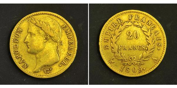 20 Franc Primer Imperio francés (1804-1814) Oro Napoleón Bonaparte(1769 - 1821)