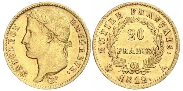 20 Franc Primer Imperio francés (1804-1814) Oro Napoleón Bonaparte(1769 - 1821)