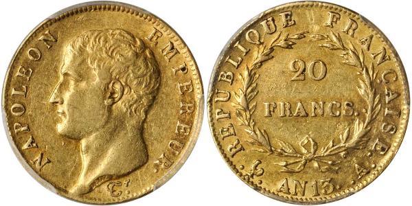 20 Franc Primer Imperio francés (1804-1814) Oro Napoleón Bonaparte(1769 - 1821)