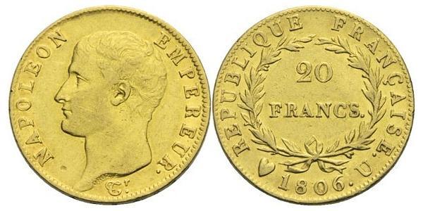 20 Franc Primer Imperio francés (1804-1814) Oro Napoleón Bonaparte(1769 - 1821)