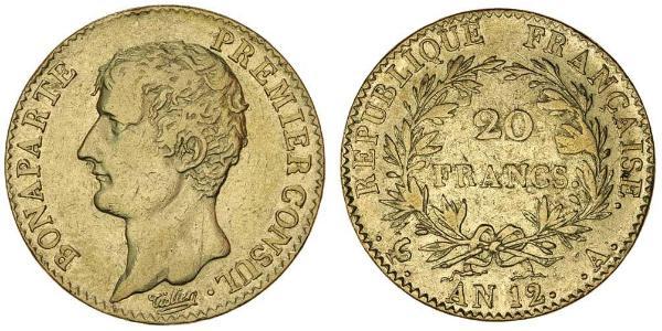 20 Franc Primer Imperio francés (1804-1814) Oro Napoleón Bonaparte(1769 - 1821)