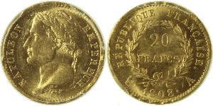 20 Franc Primo Impero francese (1804-1814) Oro Napoleone Bonaparte(1769 - 1821)