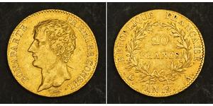 20 Franc Primo Impero francese (1804-1814) Oro Napoleone Bonaparte(1769 - 1821)
