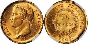 20 Franc Primo Impero francese (1804-1814) Oro Napoleone Bonaparte(1769 - 1821)