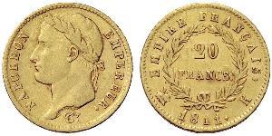 20 Franc Primo Impero francese (1804-1814) Oro Napoleone Bonaparte(1769 - 1821)