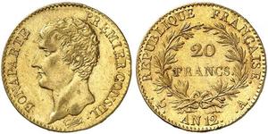 20 Franc Primo Impero francese (1804-1814) Oro Napoleone Bonaparte(1769 - 1821)