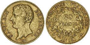 20 Franc Primo Impero francese (1804-1814) Oro Napoleone Bonaparte(1769 - 1821)