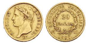 20 Franc Primo Impero francese (1804-1814) Oro Napoleone Bonaparte(1769 - 1821)