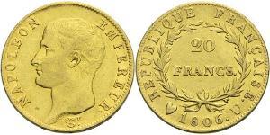 20 Franc Primo Impero francese (1804-1814) Oro Napoleone Bonaparte(1769 - 1821)