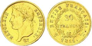 20 Franc Primo Impero francese (1804-1814) Oro Napoleone Bonaparte(1769 - 1821)