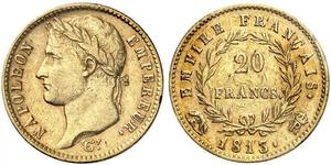 20 Franc Primo Impero francese (1804-1814) Oro Napoleone Bonaparte(1769 - 1821)