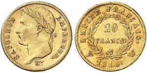 20 Franc Primo Impero francese (1804-1814) Oro Napoleone Bonaparte(1769 - 1821)