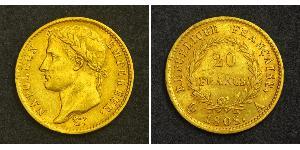 20 Franc Primo Impero francese (1804-1814) Oro Napoleone Bonaparte(1769 - 1821)