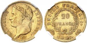 20 Franc Primo Impero francese (1804-1814) Oro Napoleone Bonaparte(1769 - 1821)