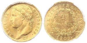 20 Franc Primo Impero francese (1804-1814) Oro Napoleone Bonaparte(1769 - 1821)