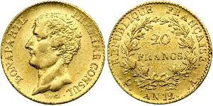 20 Franc Primo Impero francese (1804-1814) Oro Napoleone Bonaparte(1769 - 1821)