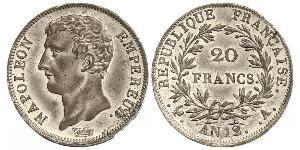 20 Franc Primo Impero francese (1804-1814) Oro Napoleone Bonaparte(1769 - 1821)