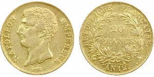 20 Franc Primo Impero francese (1804-1814) Oro Napoleone Bonaparte(1769 - 1821)