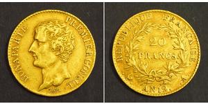 20 Franc Primo Impero francese (1804-1814) Oro Napoleone Bonaparte(1769 - 1821)