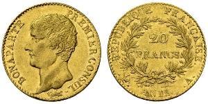 20 Franc Primo Impero francese (1804-1814) Oro Napoleone Bonaparte(1769 - 1821)