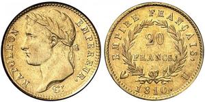 20 Franc Primo Impero francese (1804-1814) Oro Napoleone Bonaparte(1769 - 1821)
