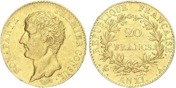 20 Franc Primo Impero francese (1804-1814) Oro Napoleone Bonaparte(1769 - 1821)