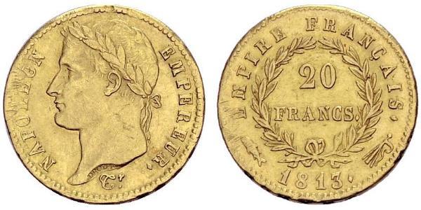 20 Franc Primo Impero francese (1804-1814) Oro Napoleone Bonaparte(1769 - 1821)