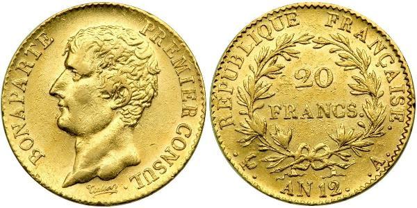 20 Franc Primo Impero francese (1804-1814) Oro Napoleone Bonaparte(1769 - 1821)