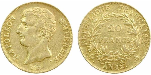 20 Franc Primo Impero francese (1804-1814) Oro Napoleone Bonaparte(1769 - 1821)