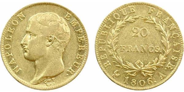 20 Franc Primo Impero francese (1804-1814) Oro Napoleone Bonaparte(1769 - 1821)