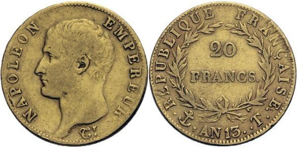 20 Franc Primo Impero francese (1804-1814) Oro Napoleone Bonaparte(1769 - 1821)