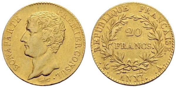 20 Franc Primo Impero francese (1804-1814) Oro Napoleone Bonaparte(1769 - 1821)
