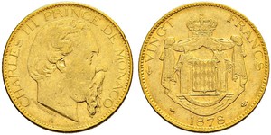 20 Franc Principato di Monaco Oro Carlo III di Monaco (1818-1889)