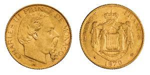 20 Franc Principato di Monaco Oro Carlo III di Monaco (1818-1889)