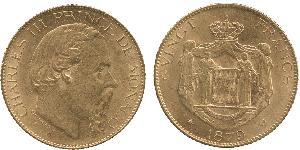 20 Franc Principato di Monaco Oro Carlo III di Monaco (1818-1889)