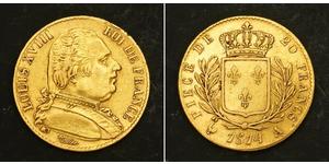 20 Franc Reino de Francia (1815-1830) Oro Luis XVIII de Francia (1755-1824)