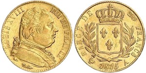 20 Franc Reino de Francia (1815-1830) Oro Luis XVIII de Francia (1755-1824)