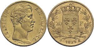 20 Franc Reino de Francia (1815-1830) Oro Carlos X de Francia (1757-1836)