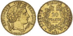 20 Franc Seconda Repubblica francese (1848-1852) Oro 