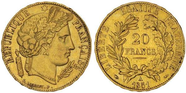 20 Franc Seconda Repubblica francese (1848-1852) Oro 
