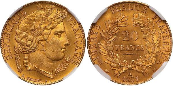 20 Franc Seconda Repubblica francese (1848-1852) Oro 
