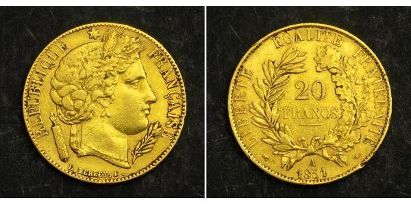 20 Franc Seconda Repubblica francese (1848-1852) Oro 