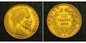 20 Franc Secondo Impero francese (1852-1870) Oro Napoleone III (1808-1873)