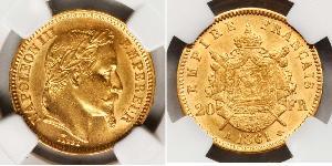 20 Franc Secondo Impero francese (1852-1870) Oro Napoleone III (1808-1873)
