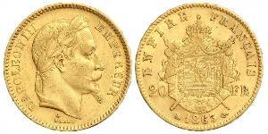20 Franc Secondo Impero francese (1852-1870) Oro Napoleone III (1808-1873)