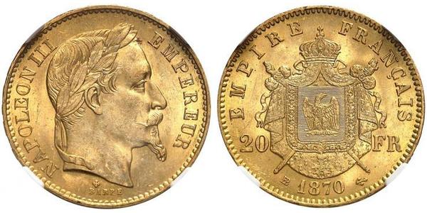 20 Franc Secondo Impero francese (1852-1870) Oro Napoleone III (1808-1873)